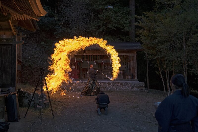 炎刀の撮影中