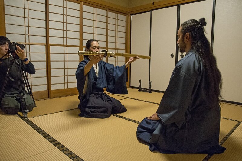 炎刀の撮影中